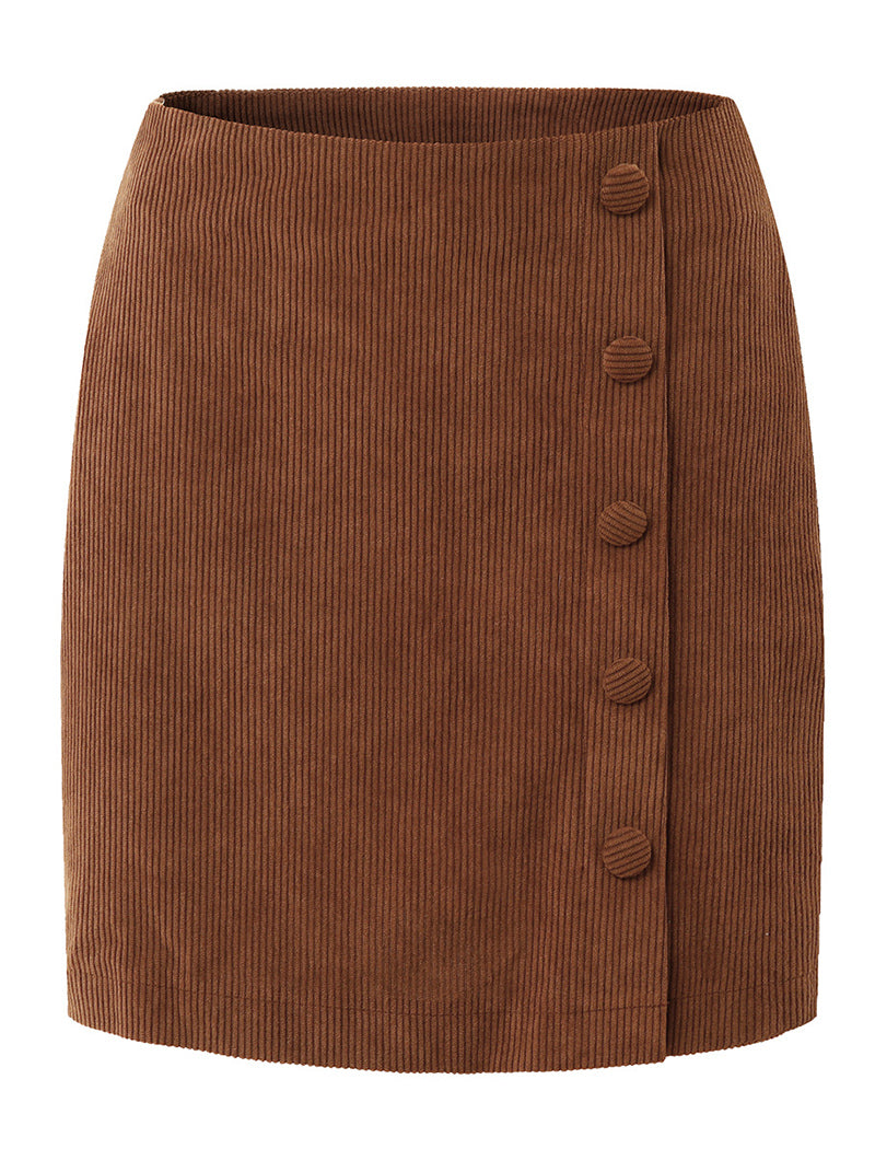 Corduroy Mini Skirt with Button Details