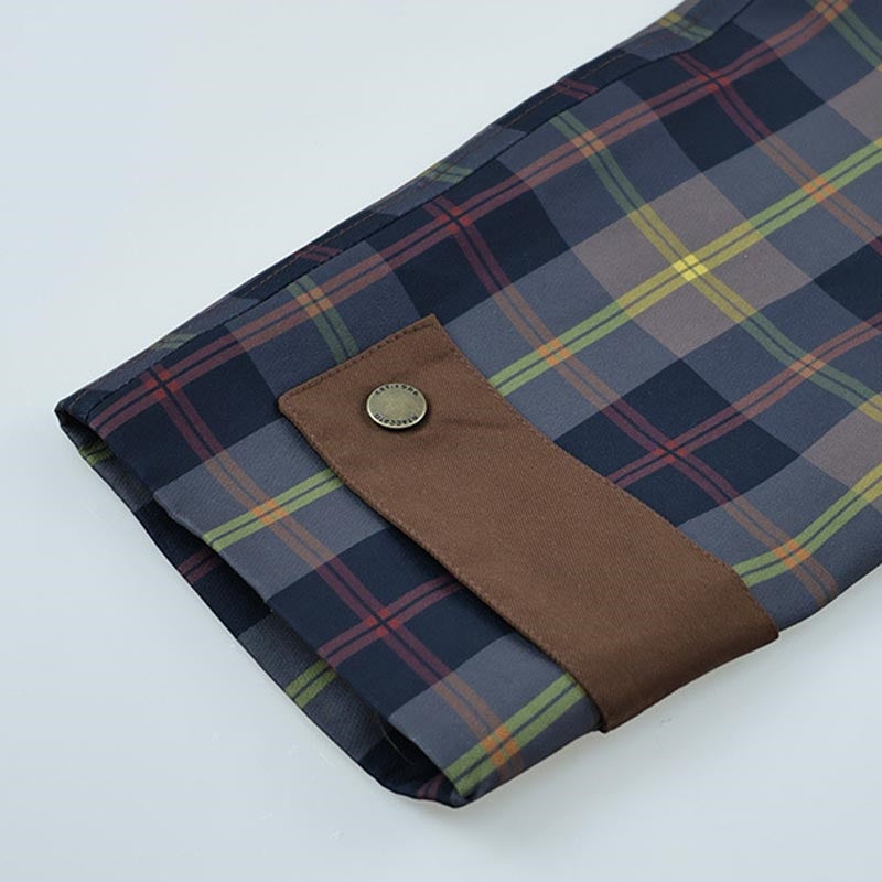 Plaid Faux Fur Collar Zip-up Jacket