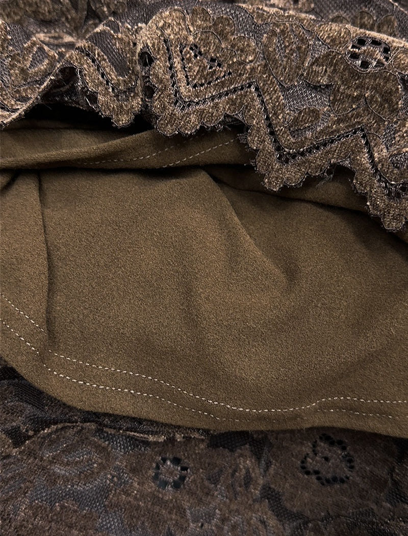 Lace Midi Skirt with Elastic Waistband