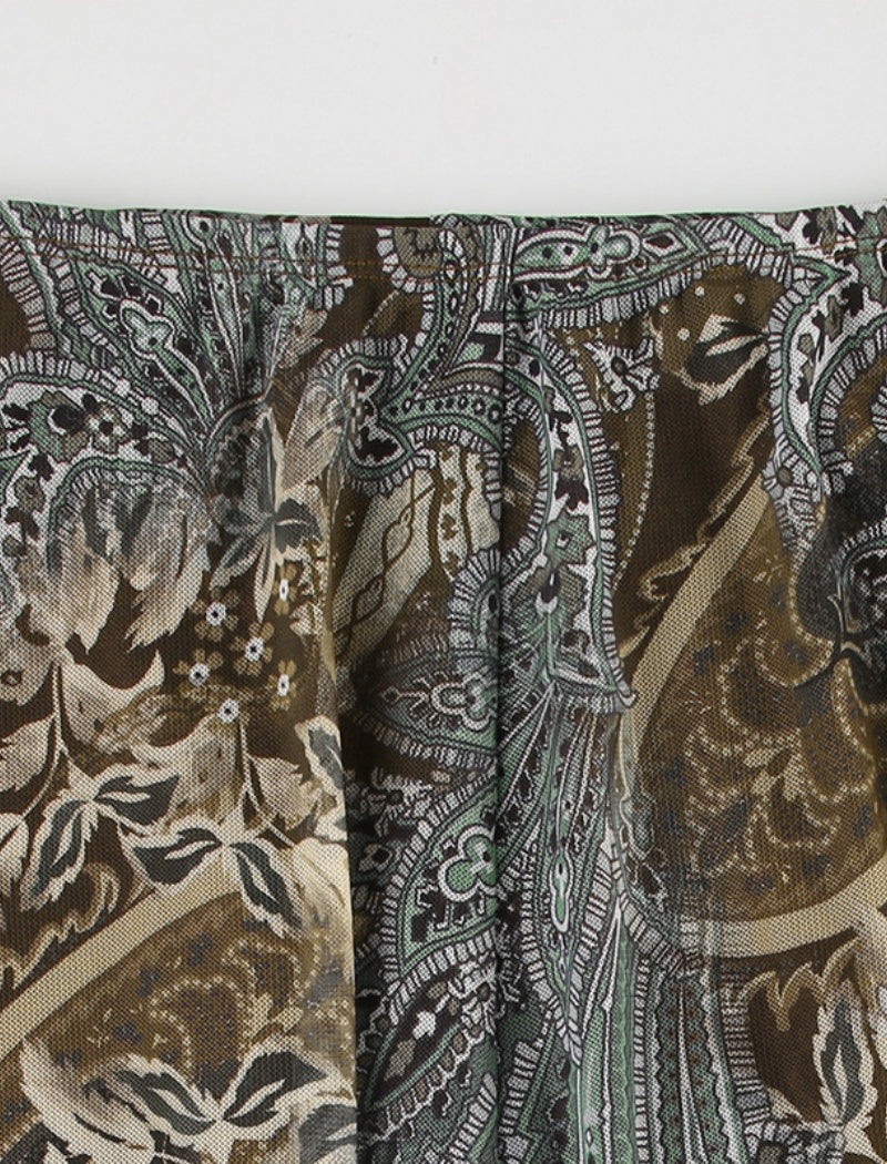 Asymmetrical Paisley Midi Skirt