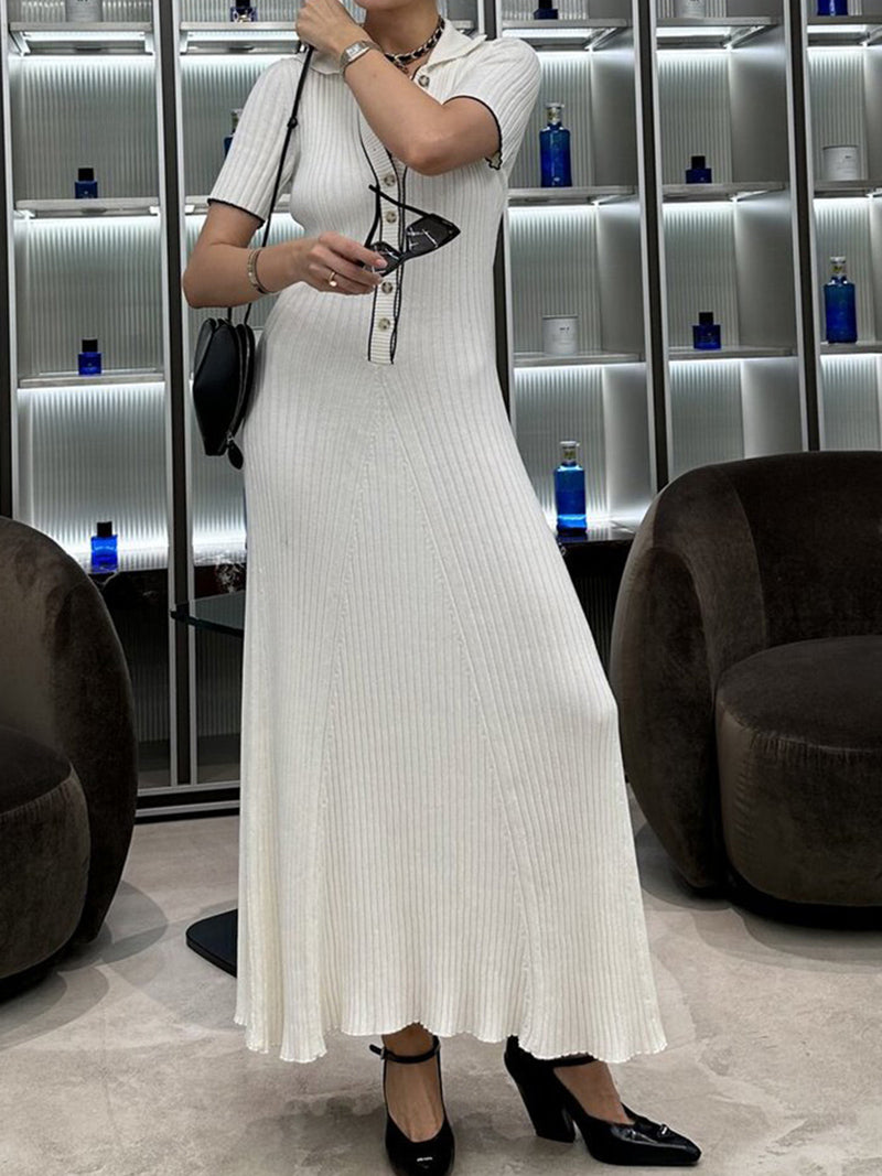 Button-Up Ribbed Maxi Dress