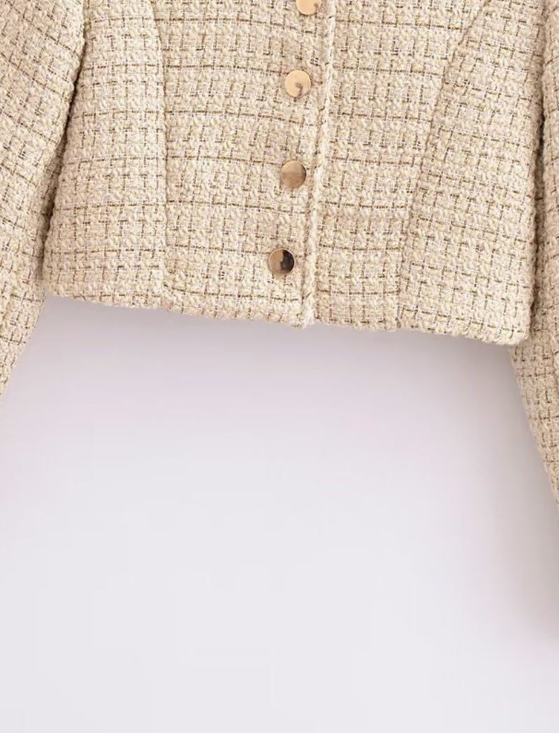 Tweed Cropped Jacket and Skirt Set