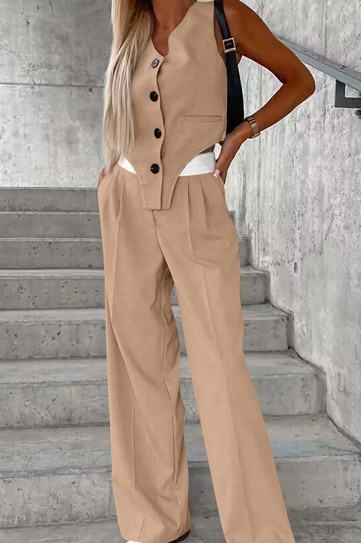 Button-Front Vest and Pants Set