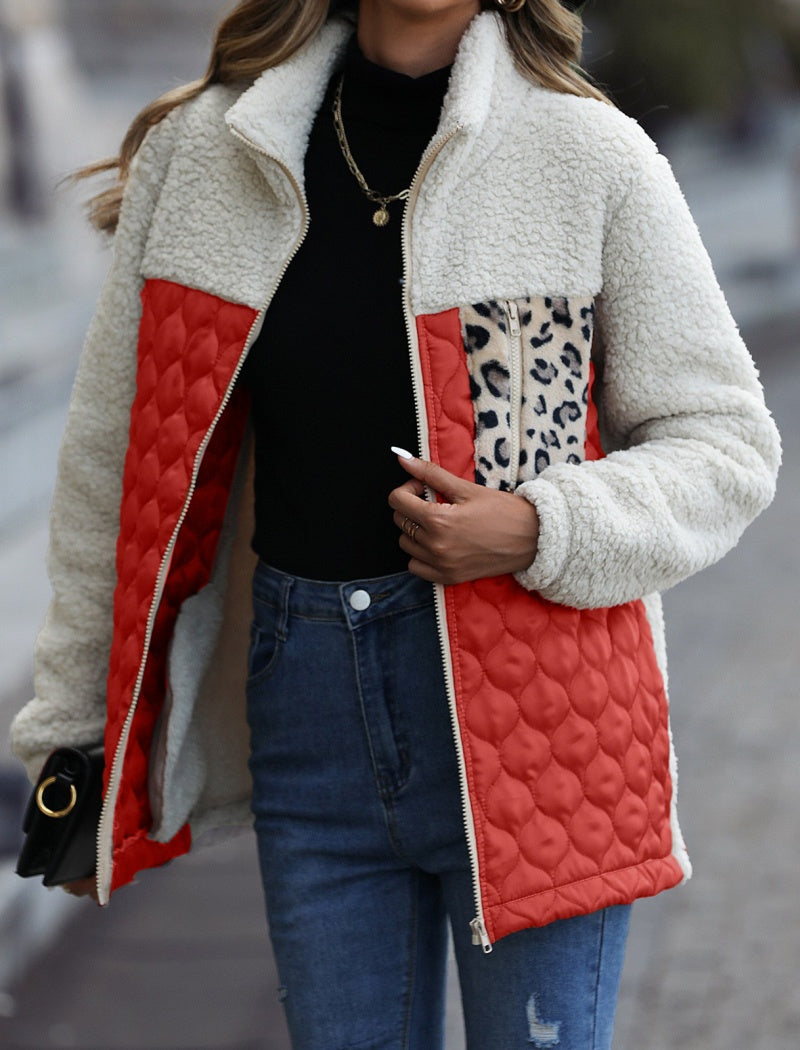 Colorblock Quilted Sherpa Jacket