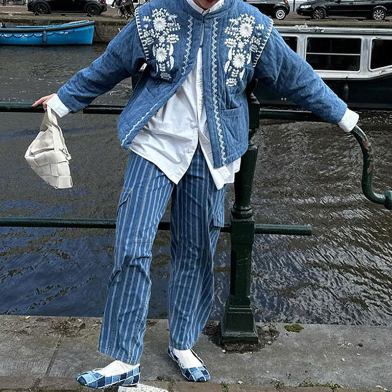 Floral Quilted Pockets Jacket