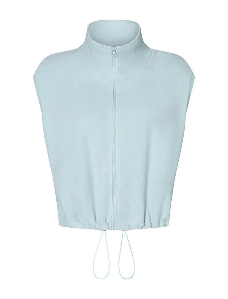 Drawstring High Neck Cropped Vest