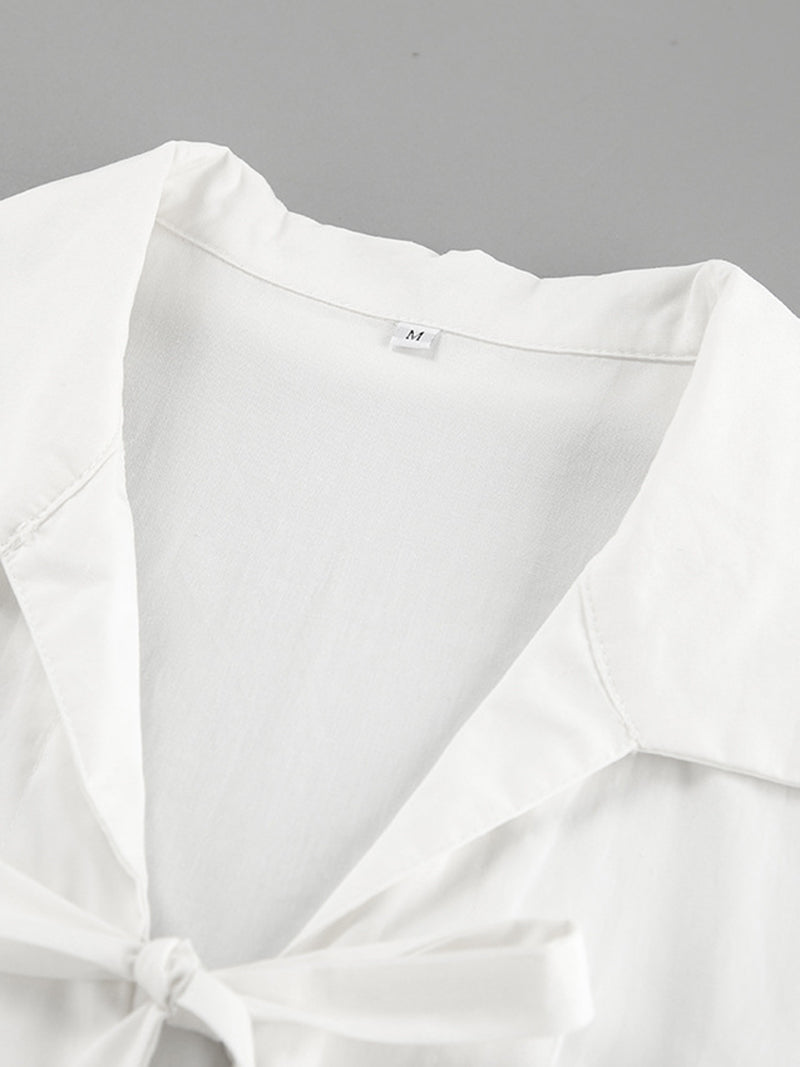 Tie-Front Bell Sleeve Blouse