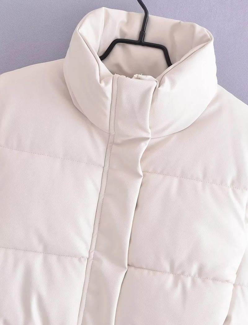 Cropped Padded Vest With High Collar