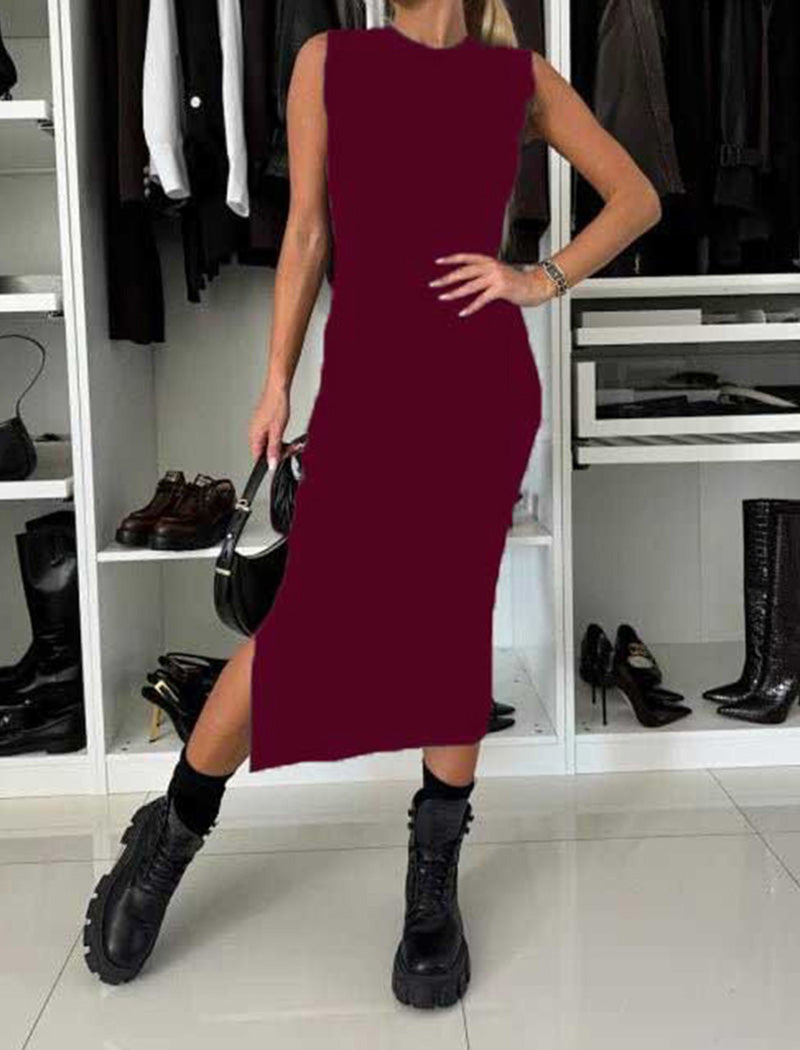 Ribbed Cut-Out Top with High-Waisted Skirt