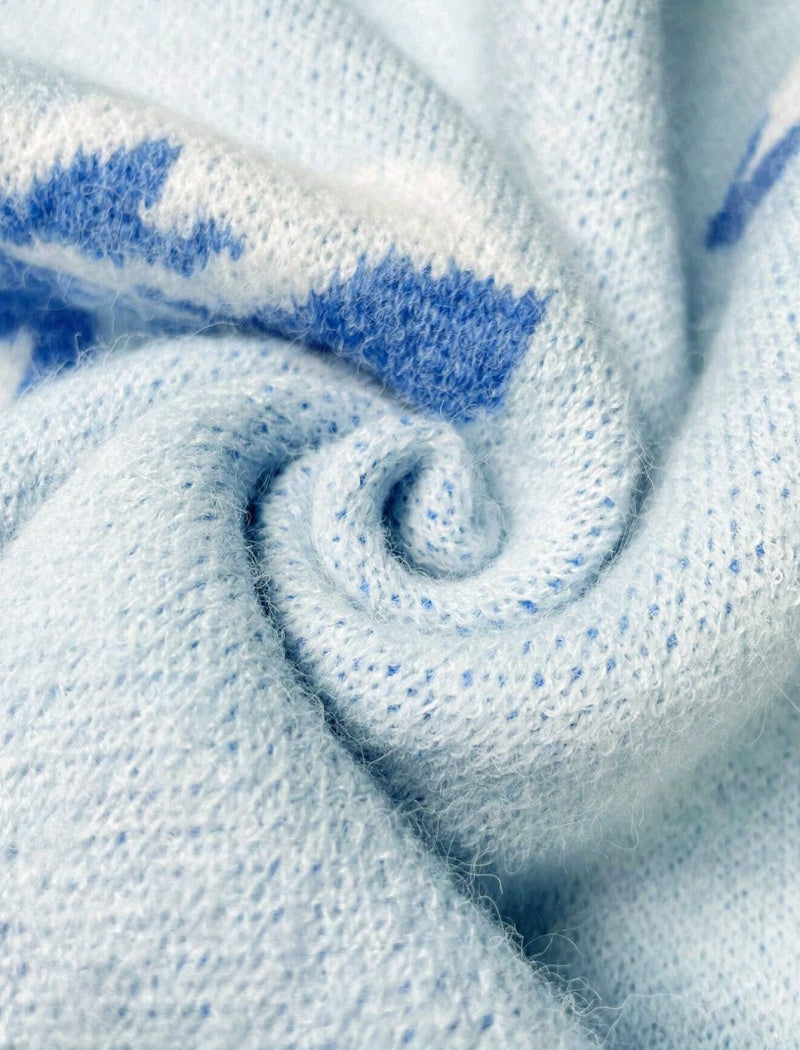 Bow Detail Jacquard Knit Sweater