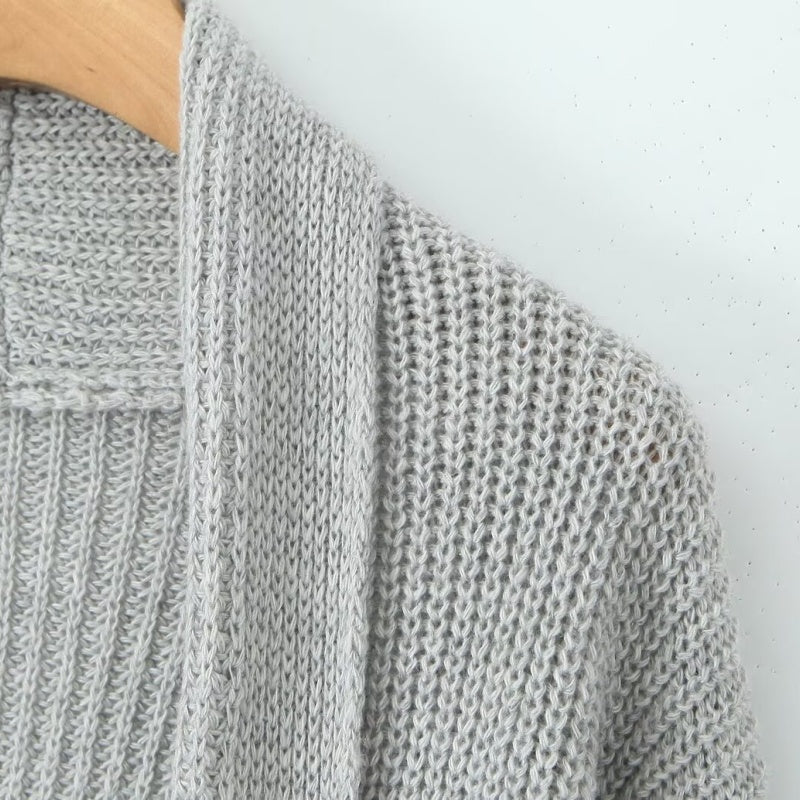 Open Front Ribbed Knit Cardigan