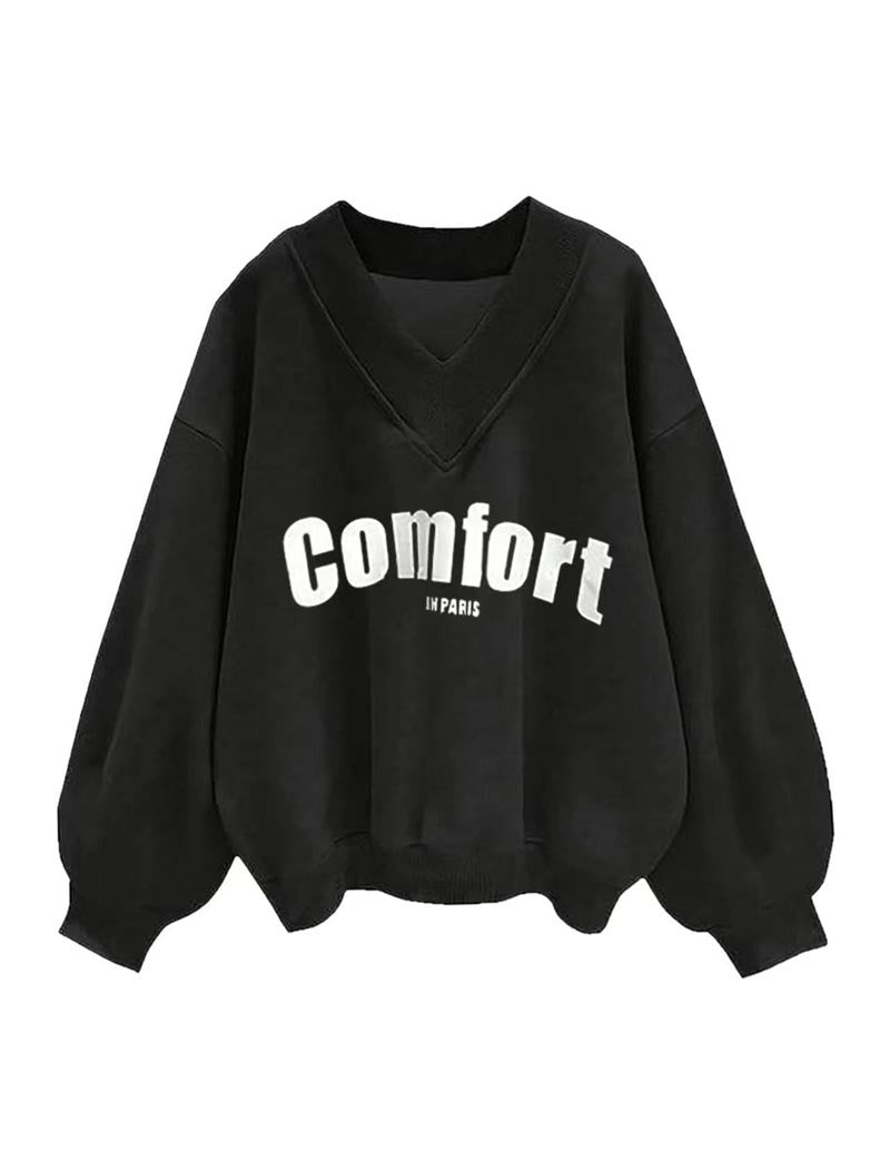 V-Neck Comfort Print Pullover