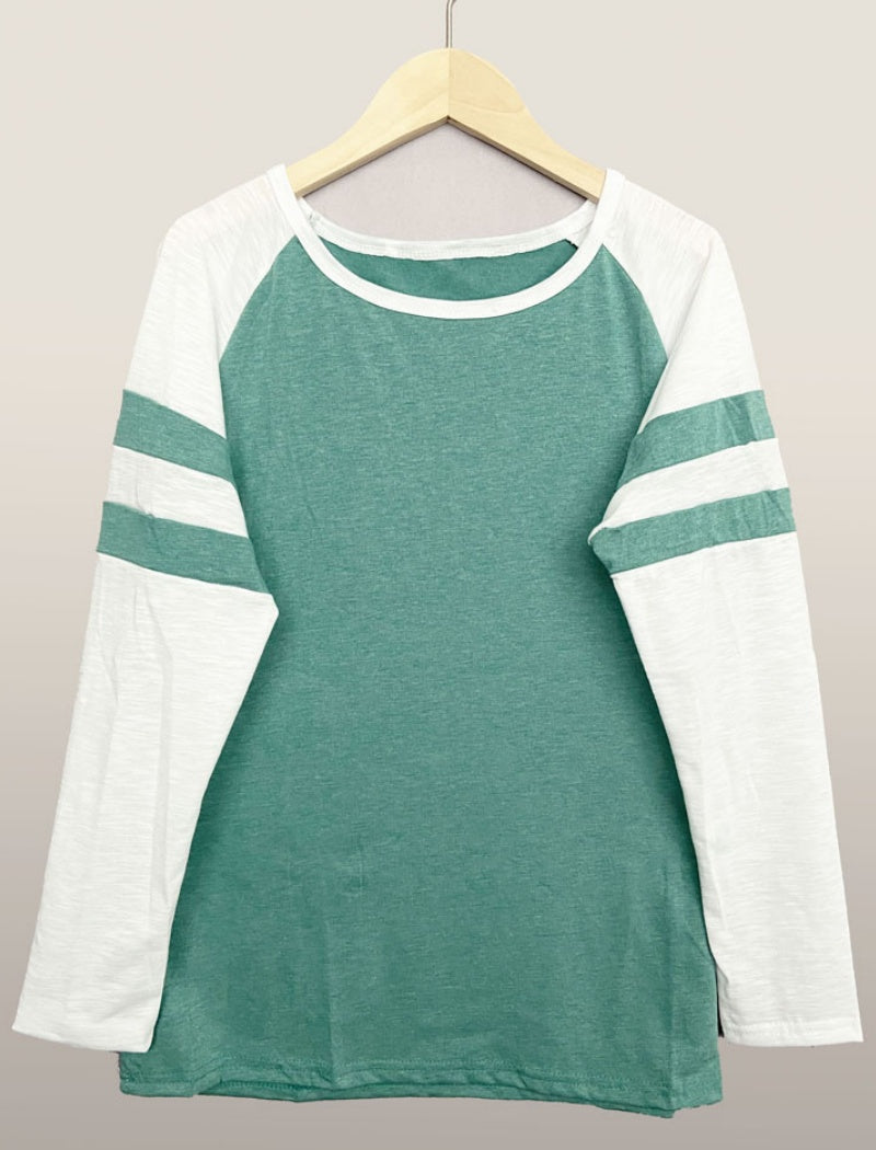 Striped Long Sleeve Baseball Tee