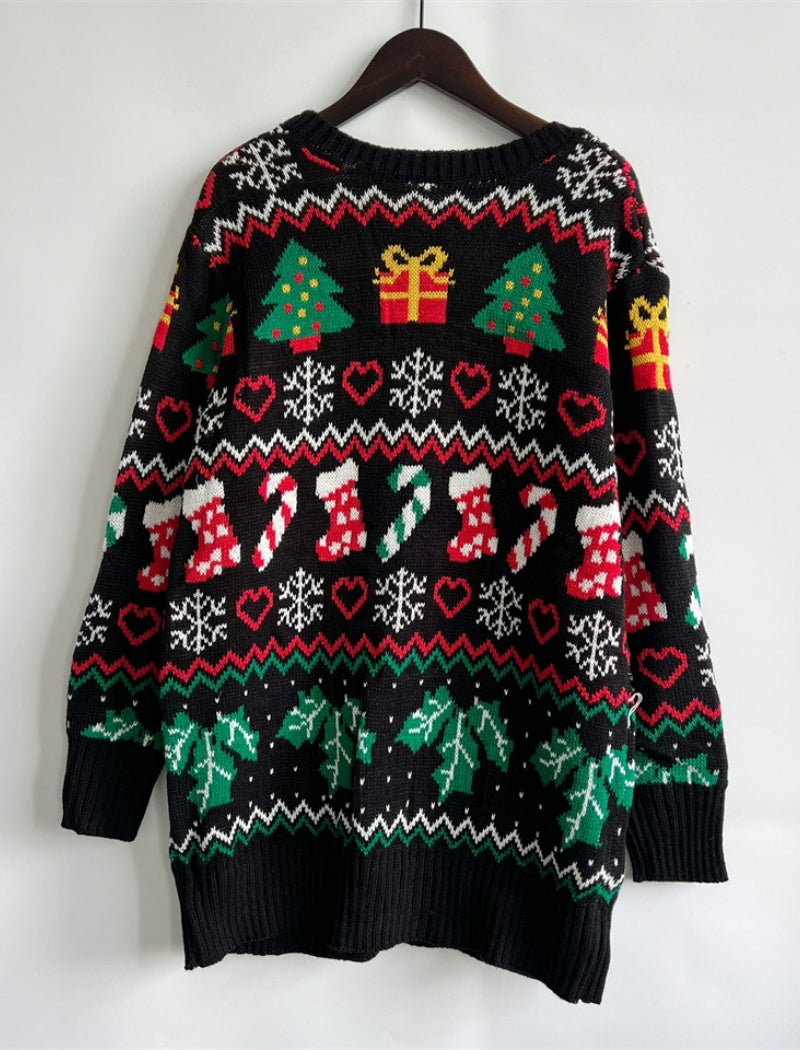 Holiday Cardigan with Festive Prints
