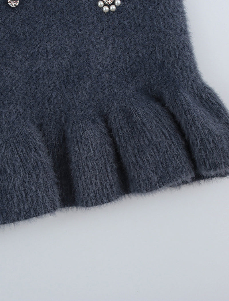 Faux Fur Halter Neck Sleeveless Mini Dress