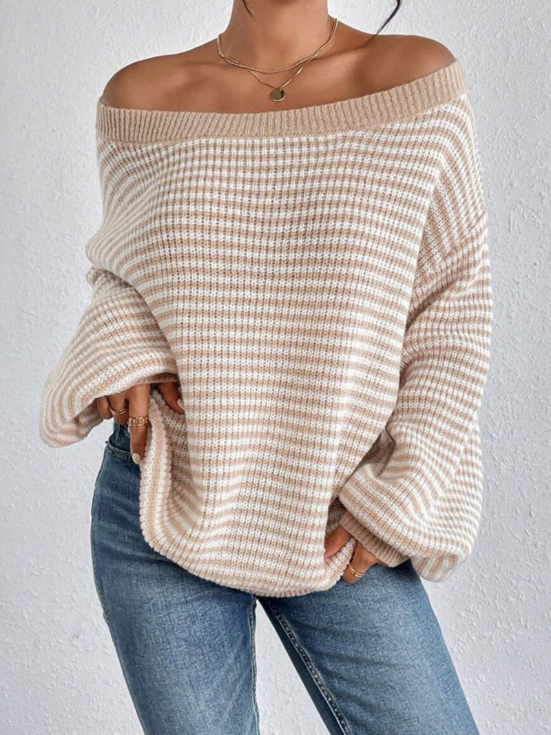 Striped Off-Shoulder Sweater
