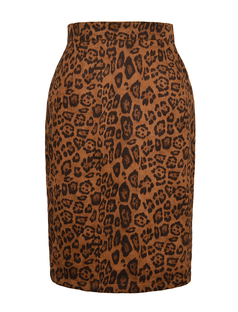 High-Waisted Animal Print Pencil Skirt