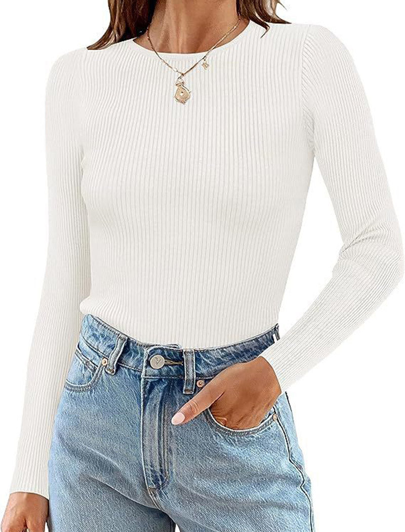 Ribbed Knit Basic Long Sleeve Top