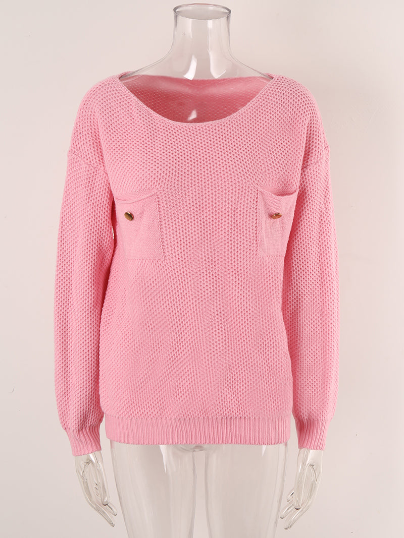 Solid Pocketed Sweater