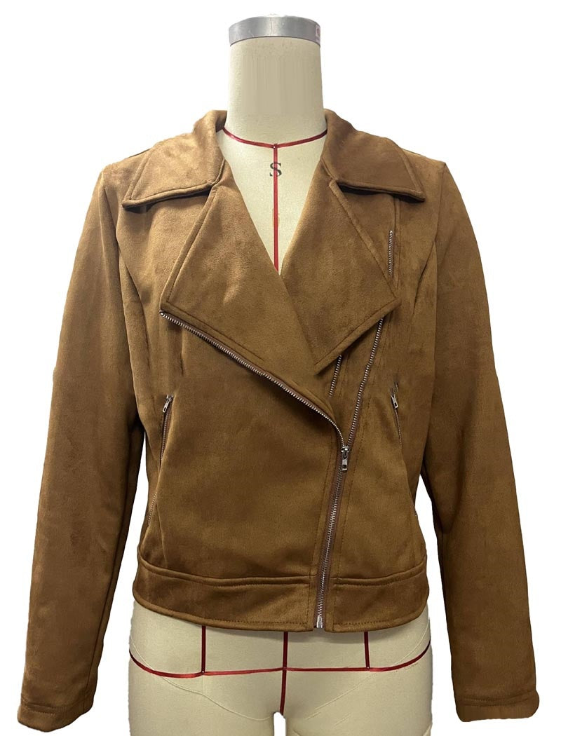 Solid Color Zip-pocket Jacket