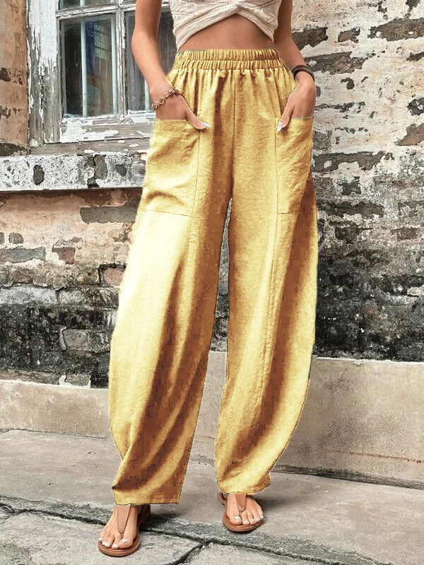 High-Waisted Wide-Leg Pockets Pants