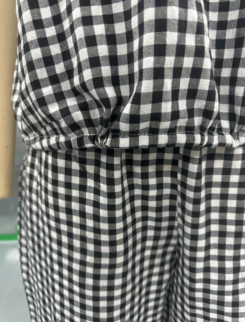 Gingham Top and Wide-Leg Pants Set