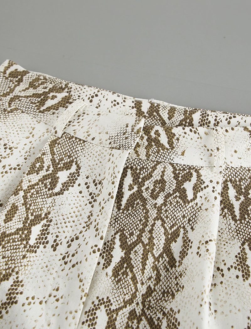 Snake Print High-Waisted Casual Pants