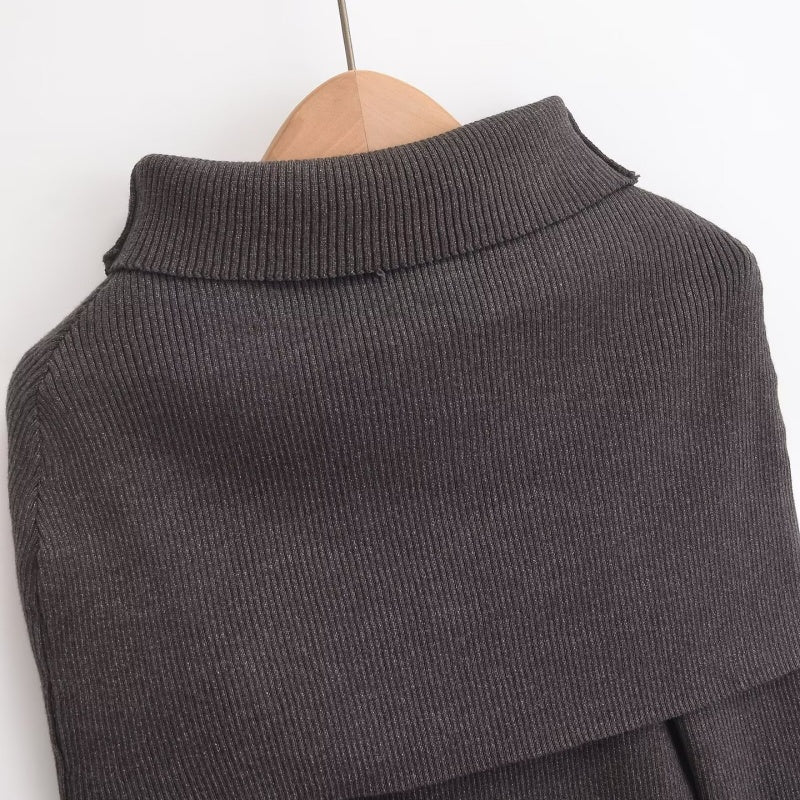 Cape-Style Layered Knit Sweater