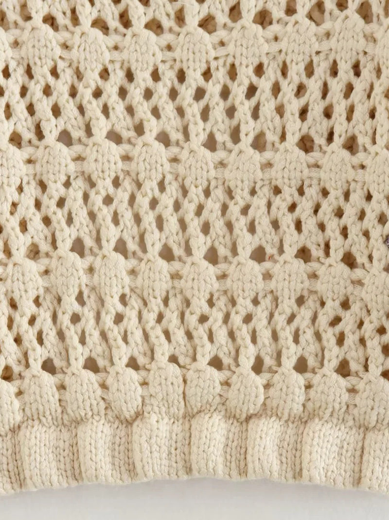 Cropped Eyelet Sweater