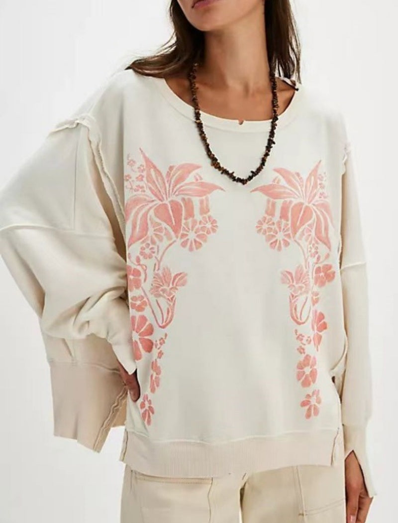 Drop-Shoulder Graphic Crewneck Top