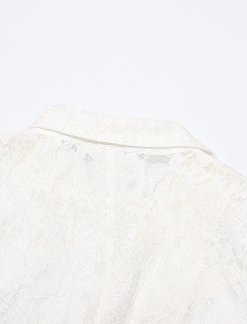 Lace Top and Wide-Leg Pant Set