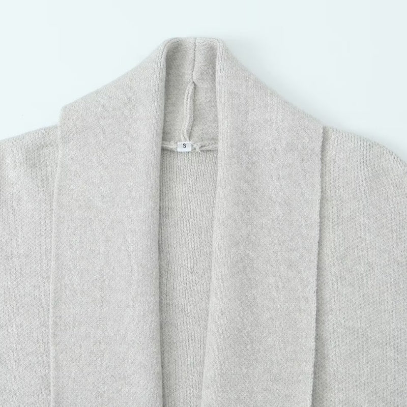 Collared Open-Front Knit Cardigan