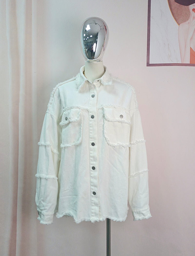 Oversized Peace Graphic Denim Jacket