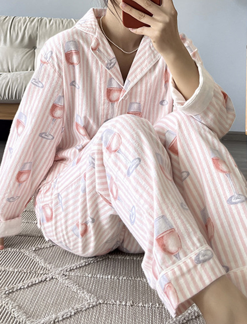 Printed Long Sleeve Pants Pajama Set