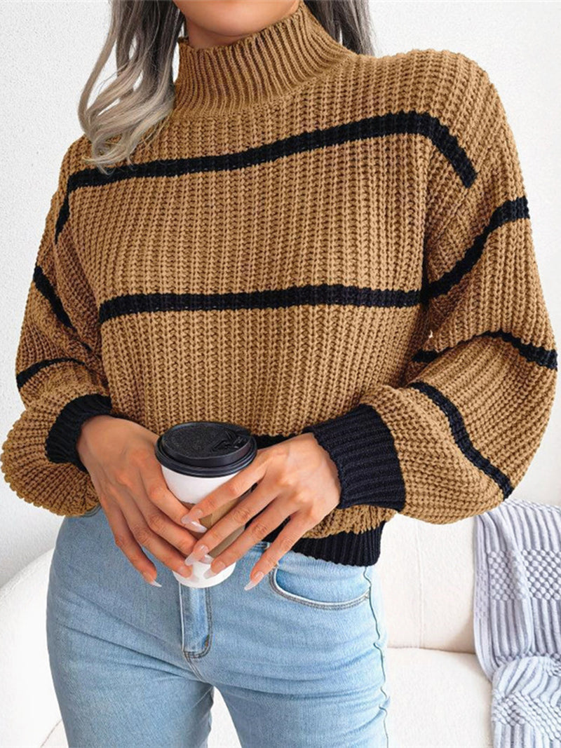 Striped Mock Neck Sweater