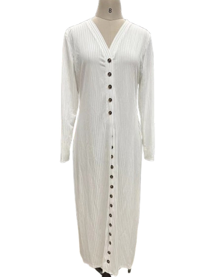 Ribbed Button-Up Longline Cardigan