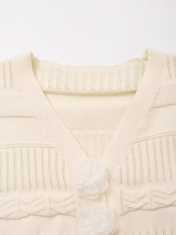 Floral Cropped Knit Cardigan