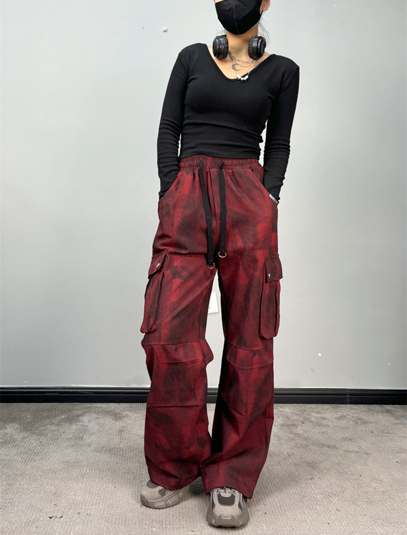 Tie-Dye Wide-Leg Cargo Pants