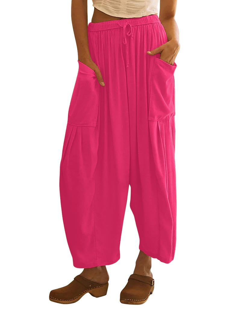 Drawstring Wide-Leg Cargo Pants