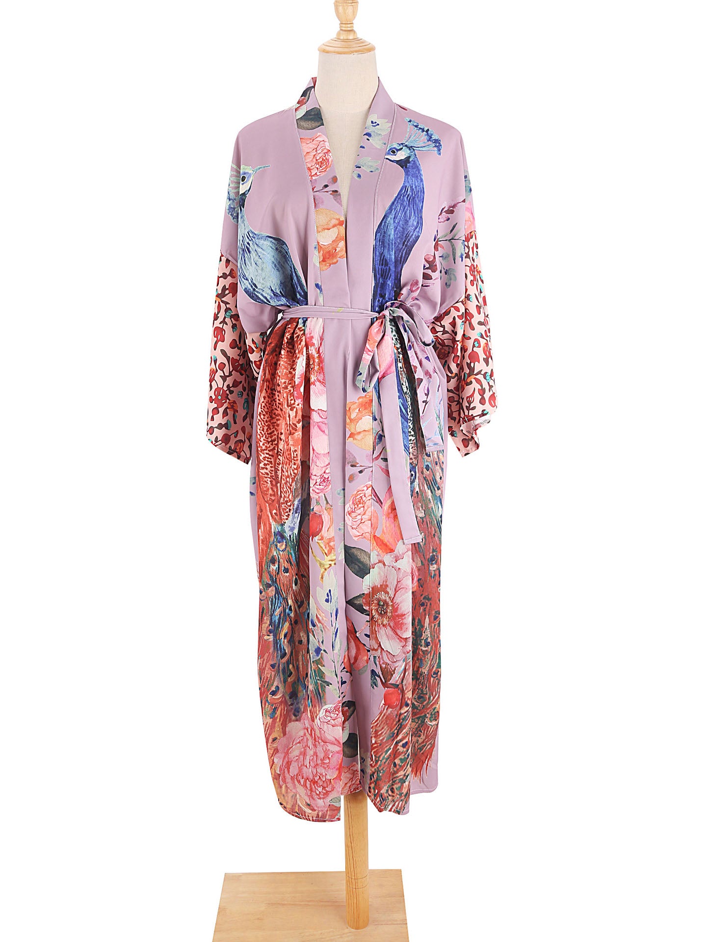 Peacock Floral Print Robe