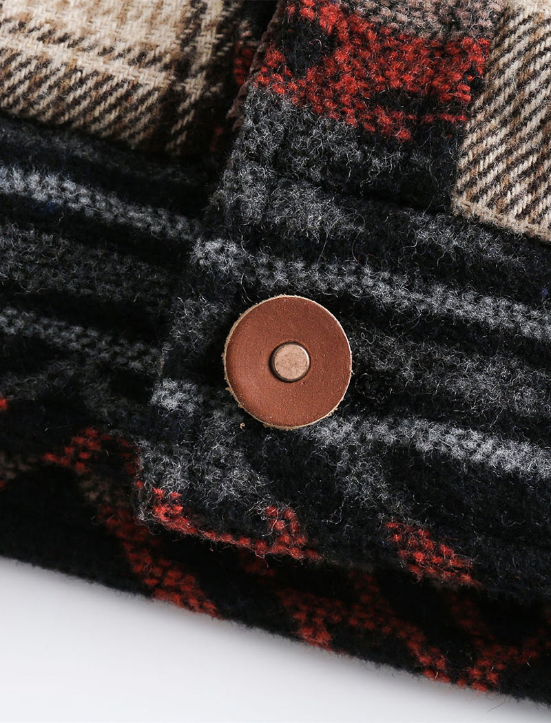 Patterned Patchwork Button-Up Jacket