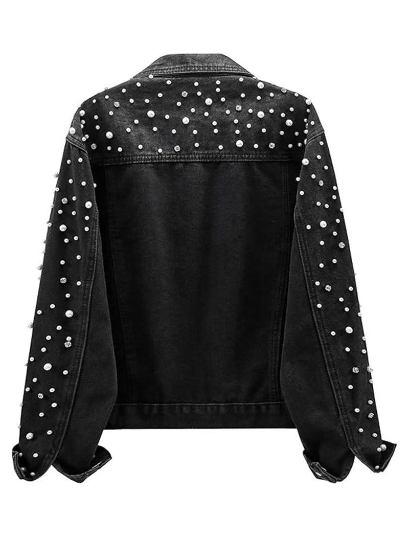 Pearl-Studded Denim Jacket