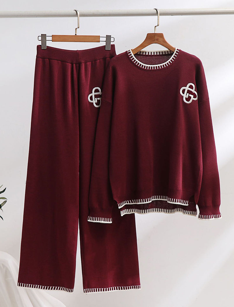 Long Sleeve Knit Sweater & Wide-Leg Pants Set