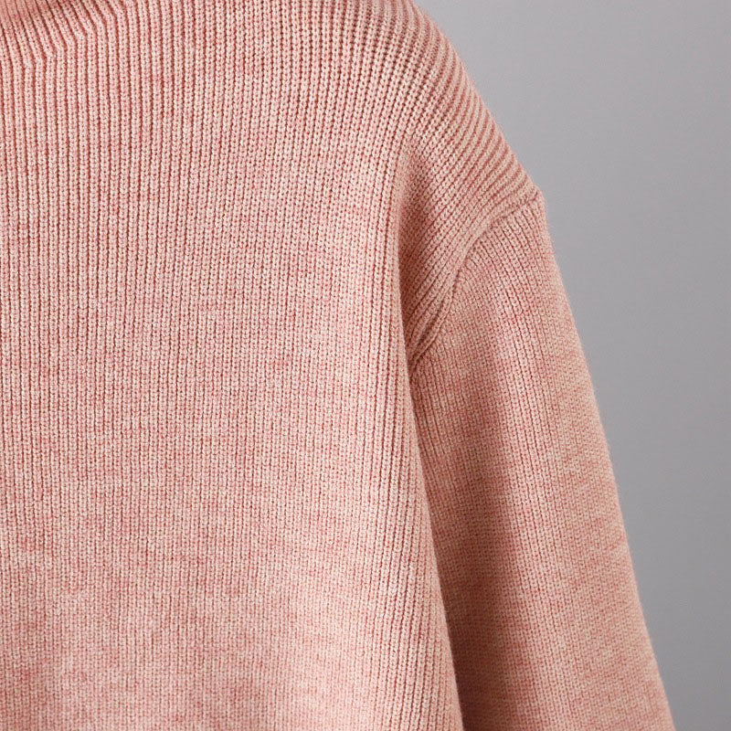 Stand Collar Split Knit High Neck Sweater and Wide-Leg Pants Set