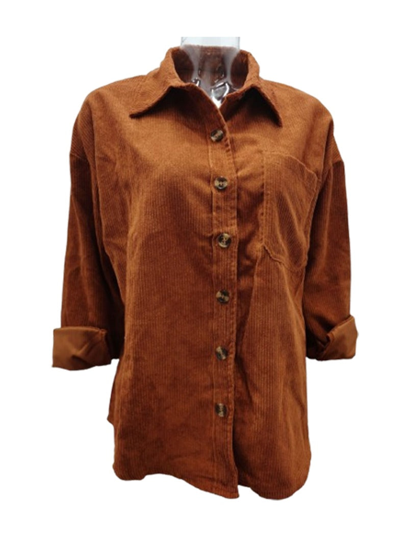 Oversized Corduroy Button-Up Shirt