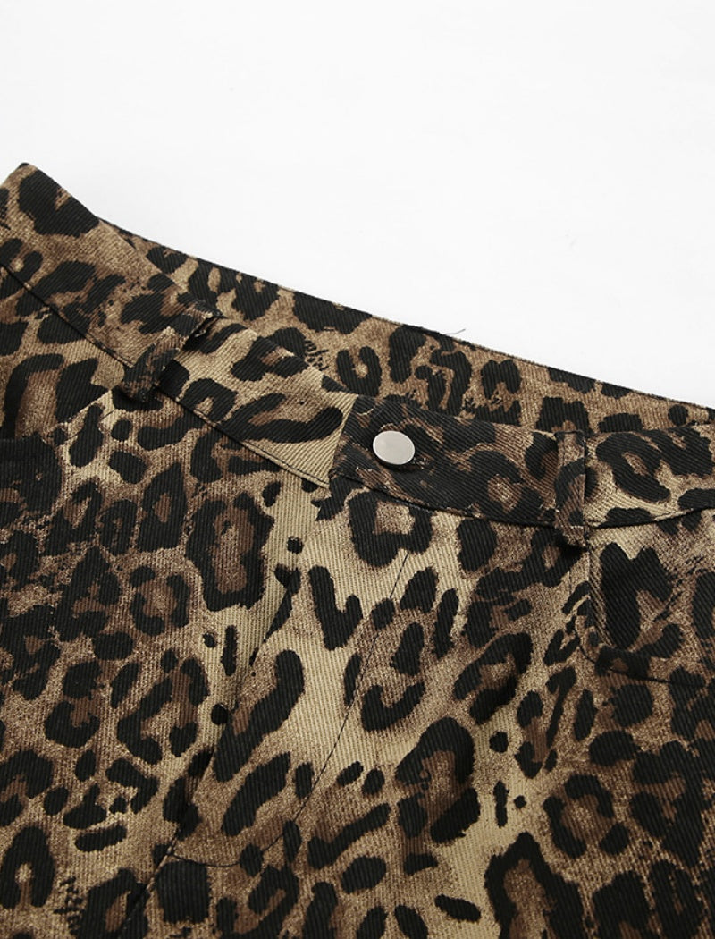 Leopard Print Wide-Leg Jeans