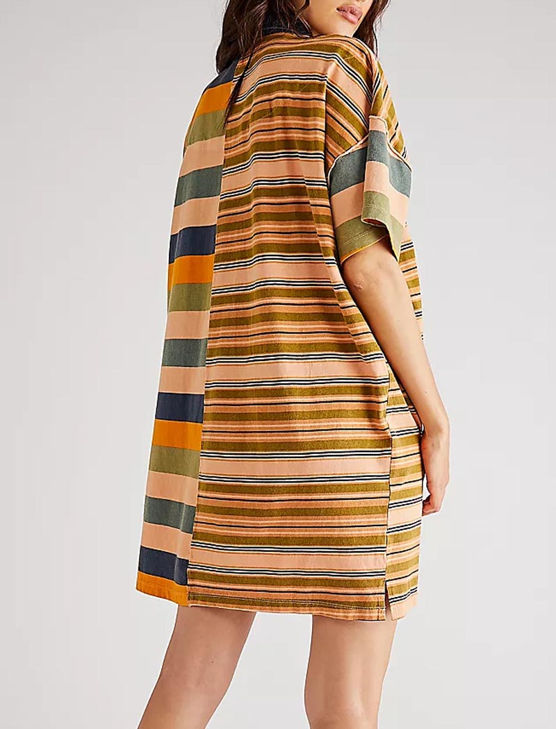 Striped Patchwork Oversized Mini Dress