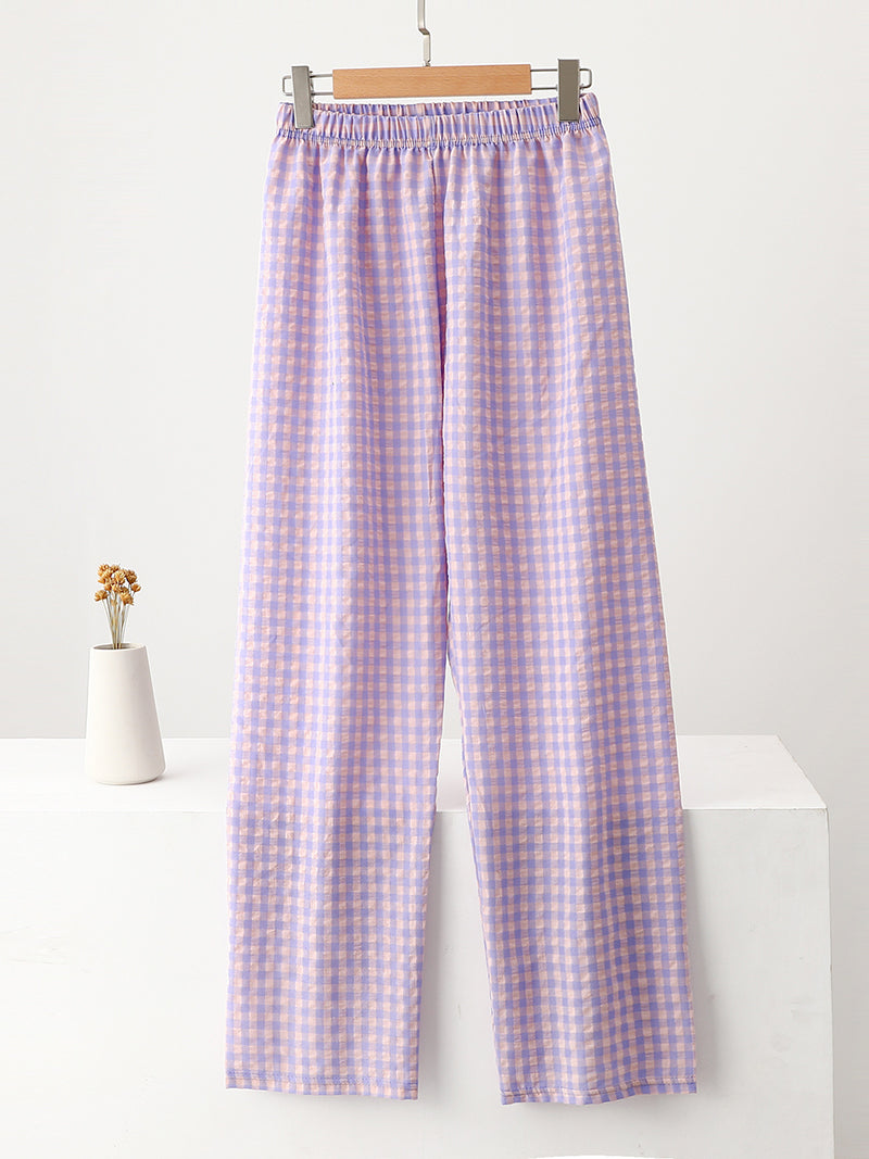 Checkered Wide-Leg Pants