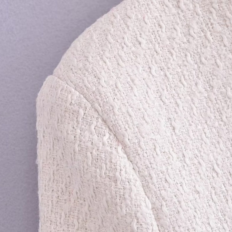 Cropped Tweed Button-Up Jacket