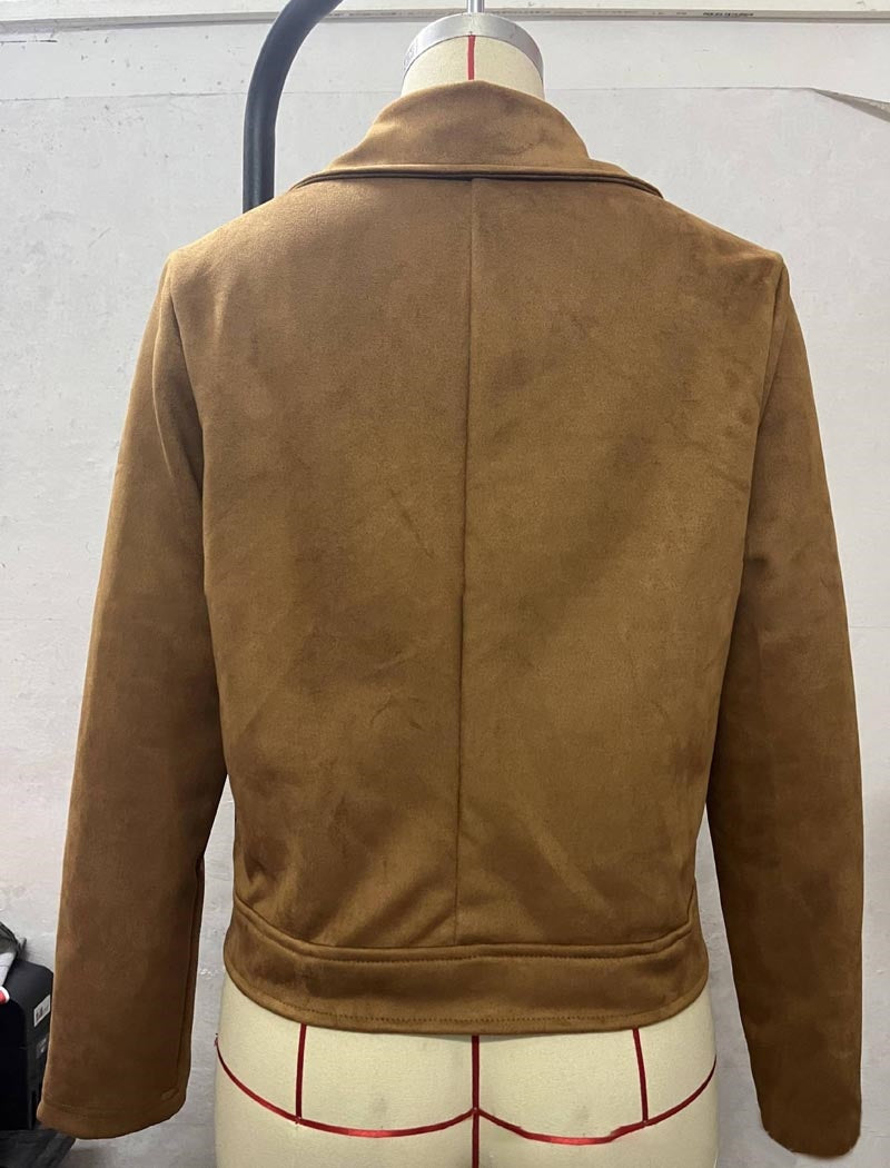 Solid Color Zip-pocket Jacket